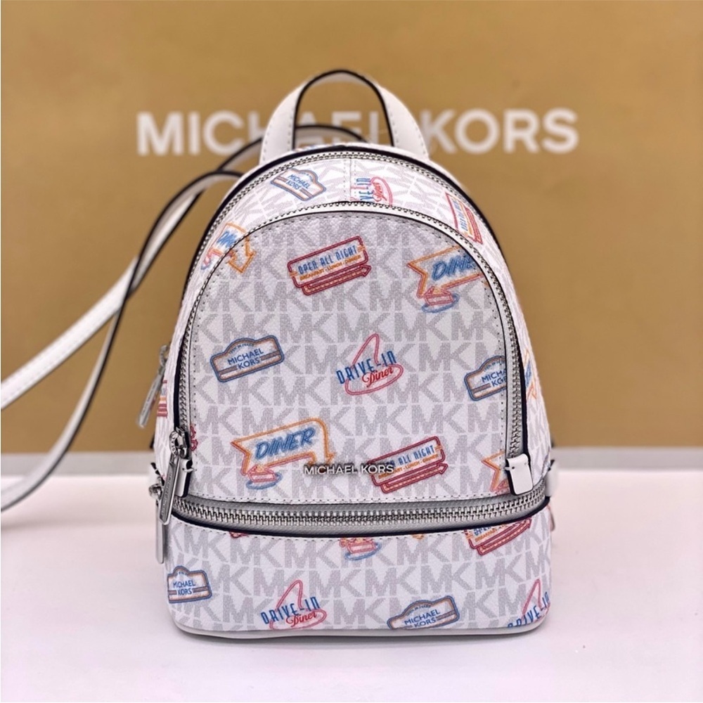 Michael Kors Rhea Extra-Small convertible Backpack Crossbody Optic White - Picture 11 of 11